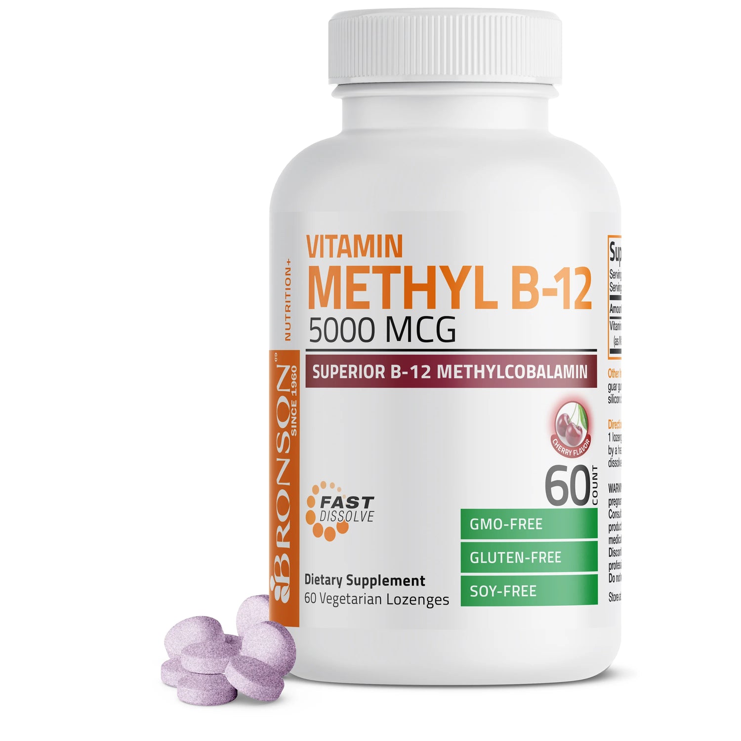 Bronson Methylcobalamin Vitamin B12 5000 mcg 60 Lozenges