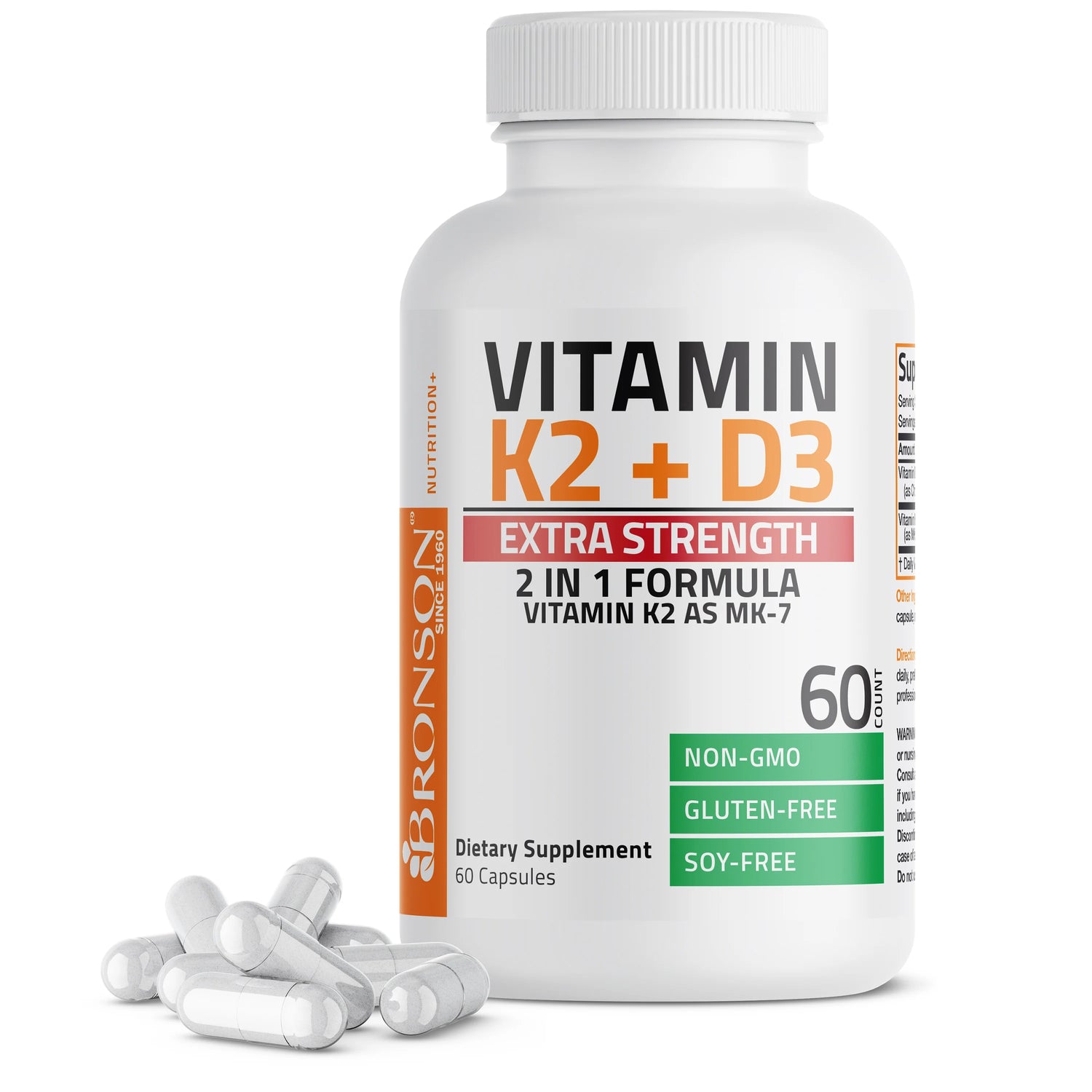 Bronson 10000IU Vitamin D3 + 120mcg Vitamin K2 MK7 NON-GMO