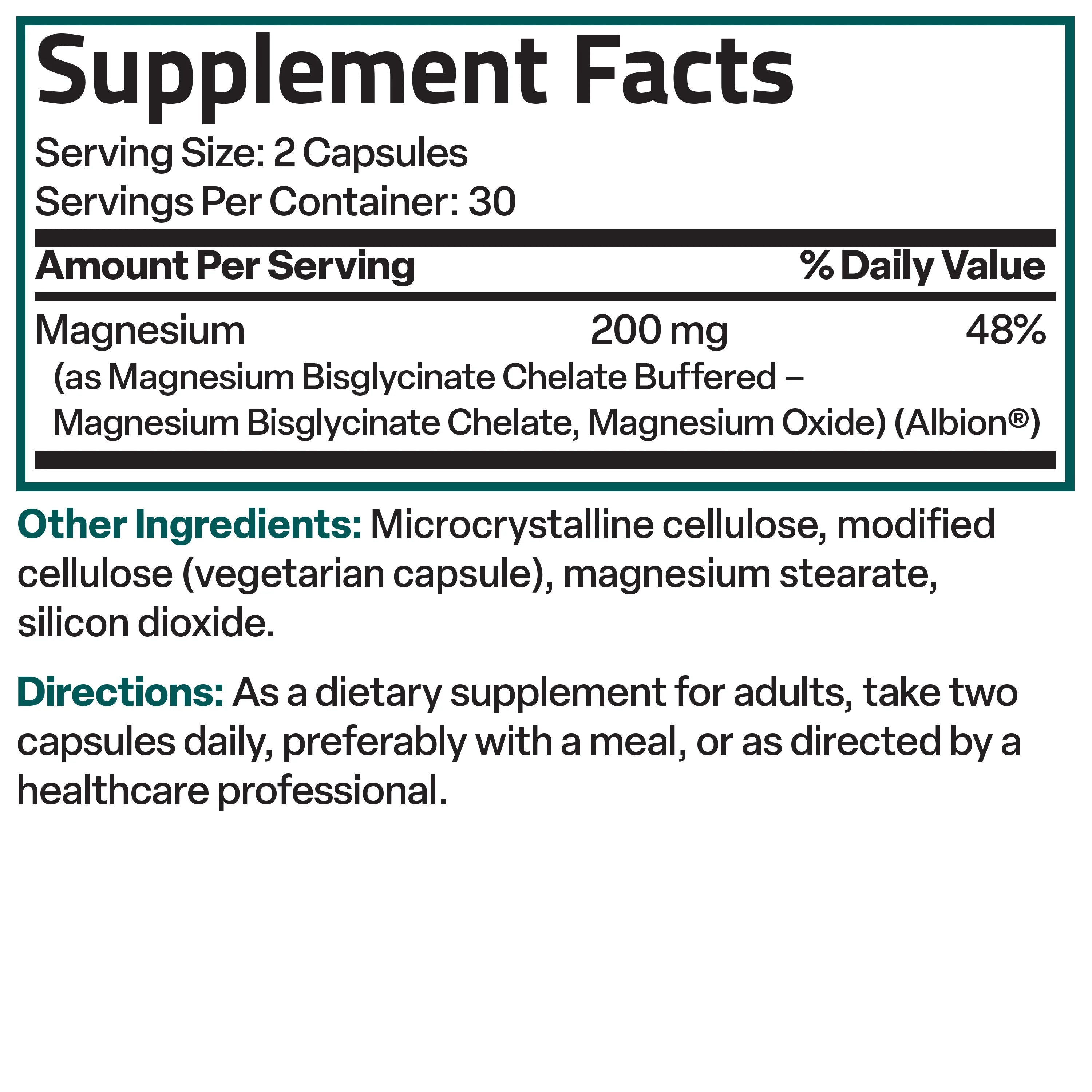 Bronson Magnesium Glycinate 200mg High Absorption | 100% Chelated Bisglycinate | Albion Mineral