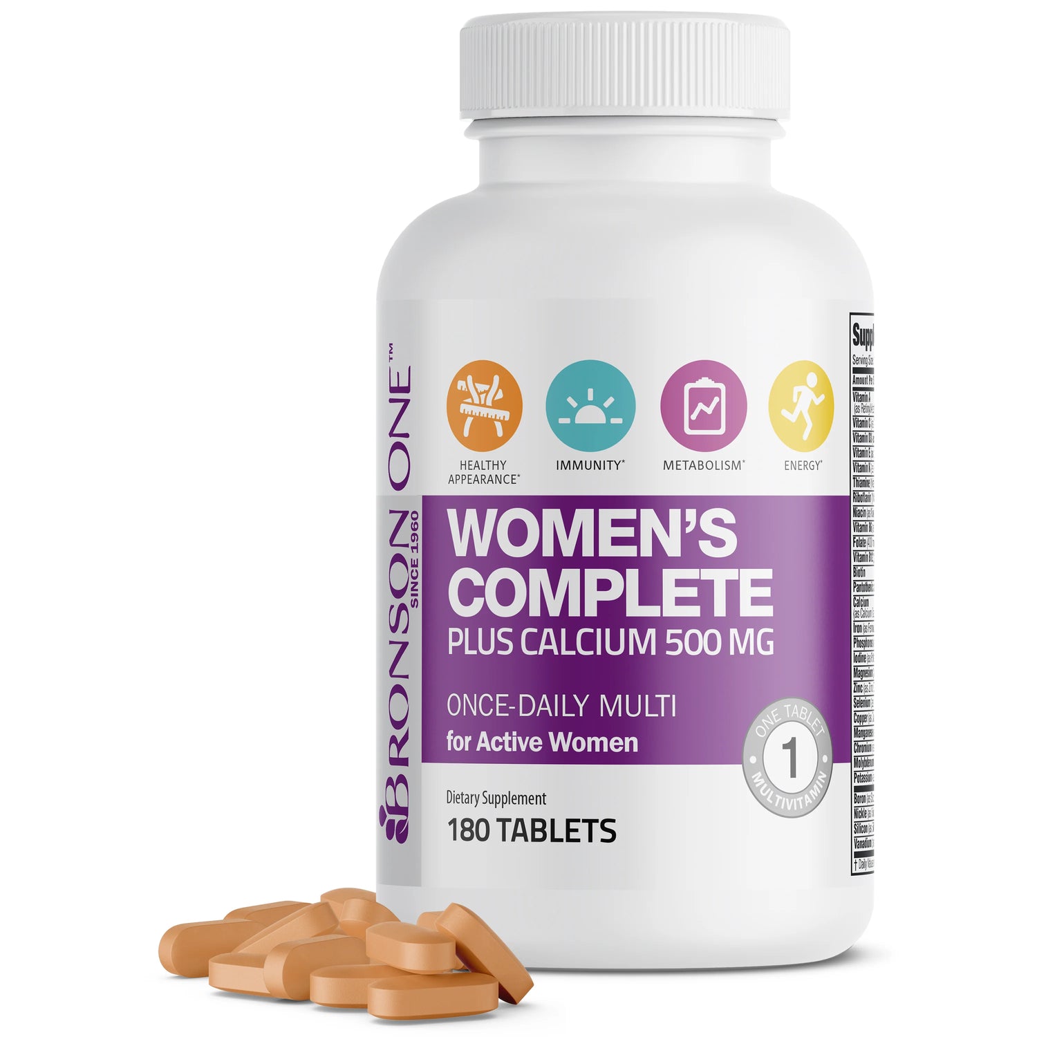Bronson ONE™ Women's Complete Multivitamin + Calcium 500mg