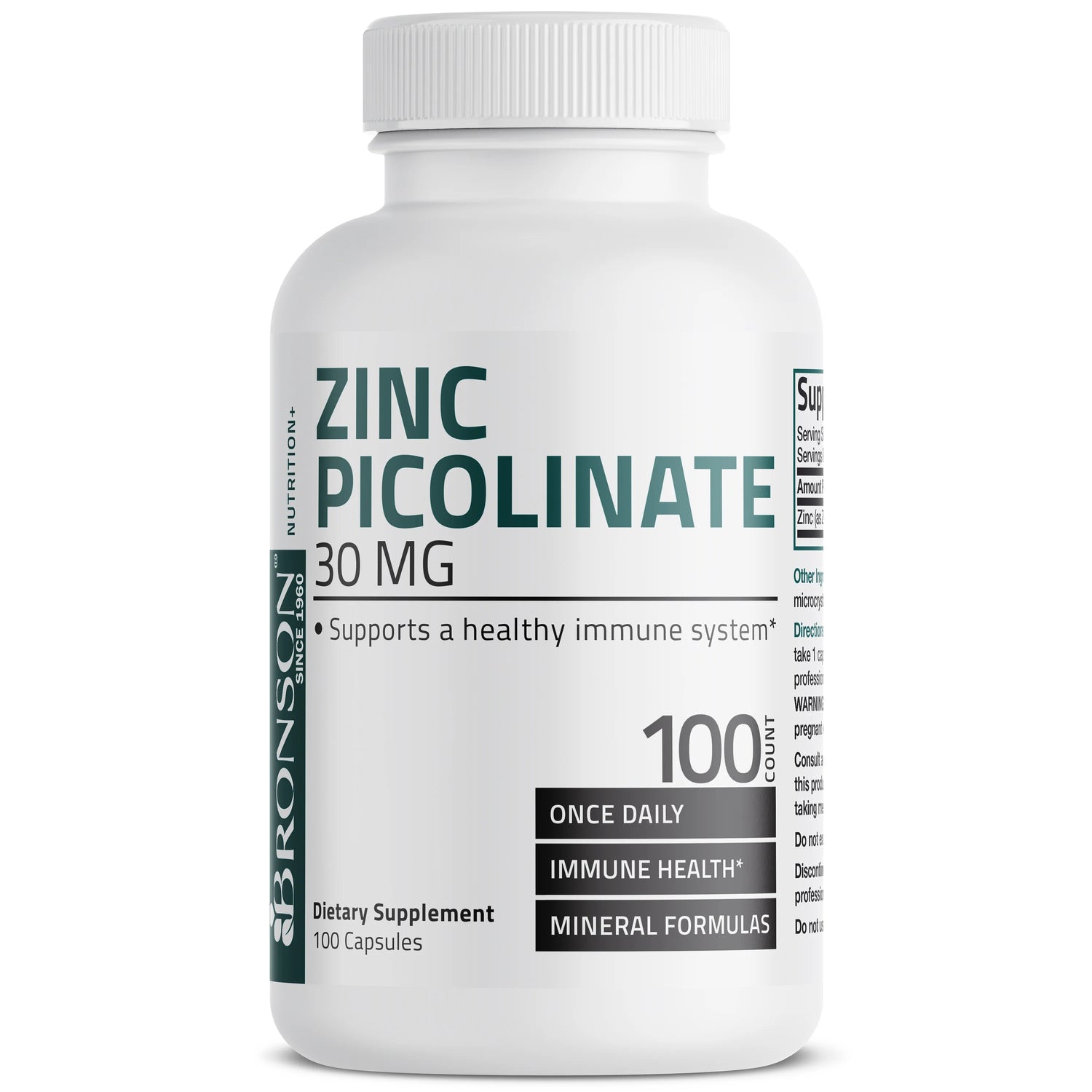 Bronson Zinc Picolinate 30mg + Calcium as Dicalcium Phosphate 29mg