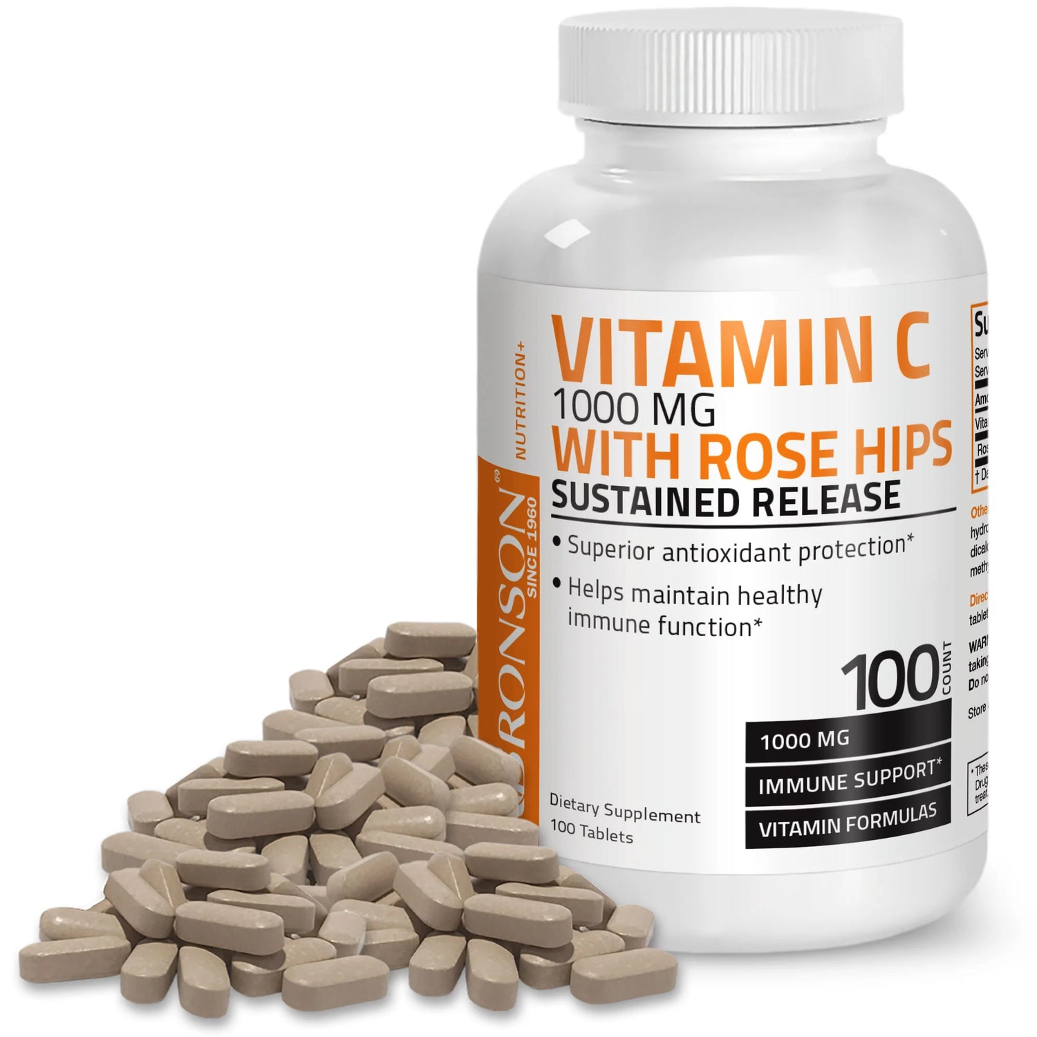 Bronson Vitamin C 1000mg Sustained Release + Rose Hips 105mg | Superior Antioxidant | Healthy Immune Function