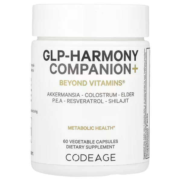 CODEAGE Liposomal GLP-Harmony Companion+ Akkermansia | Resveratrol | Shilajit | Lion's Mane | Colostrum | PEA
