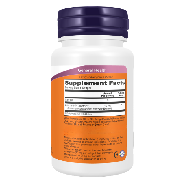 Now foods Extra Strength Astaxanthin 10mg Balanced Immune System 60 Softgels