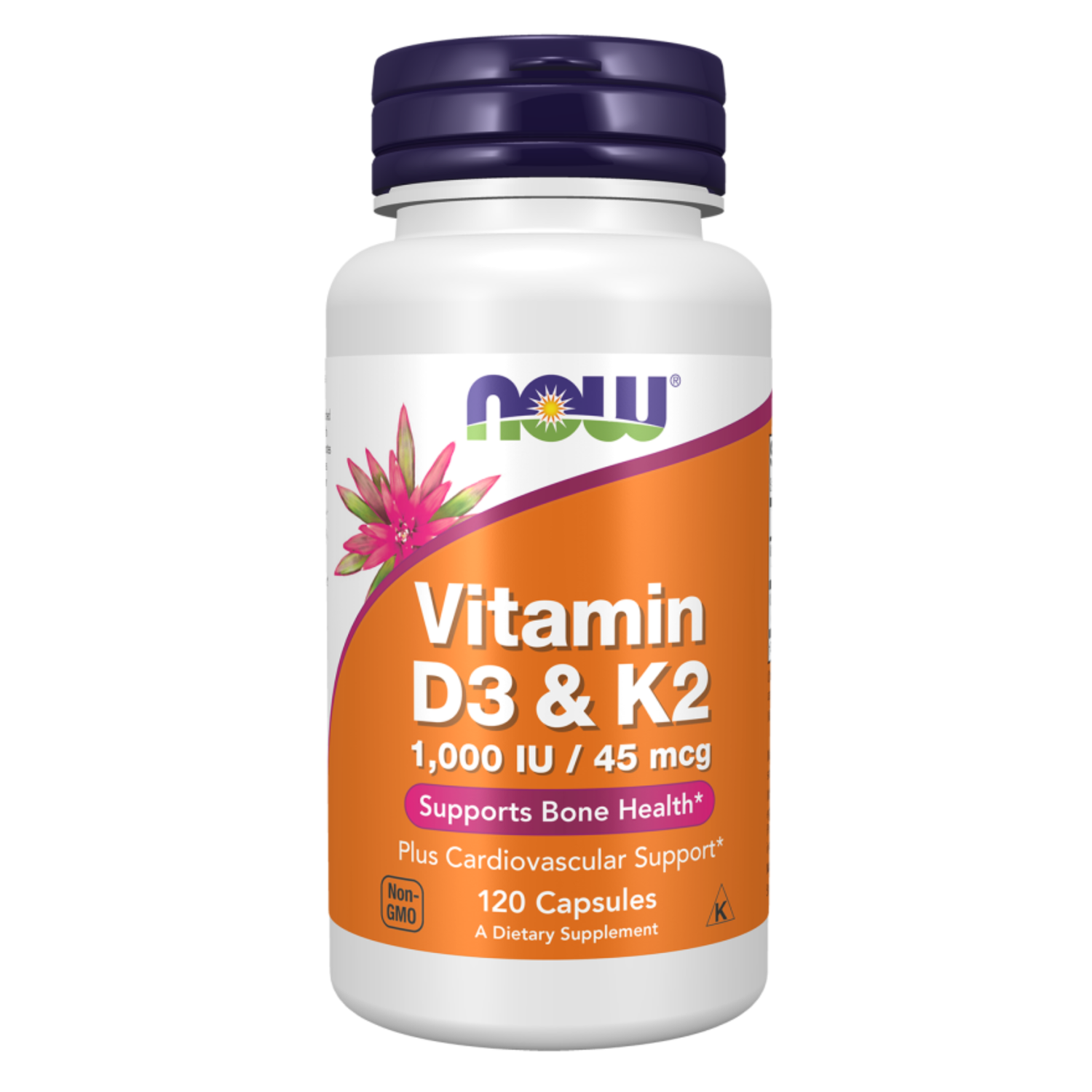 Now Vitamin D-3 1000IU K-2 45mcg K2 / Vitamin D3 K2 120 Capsules