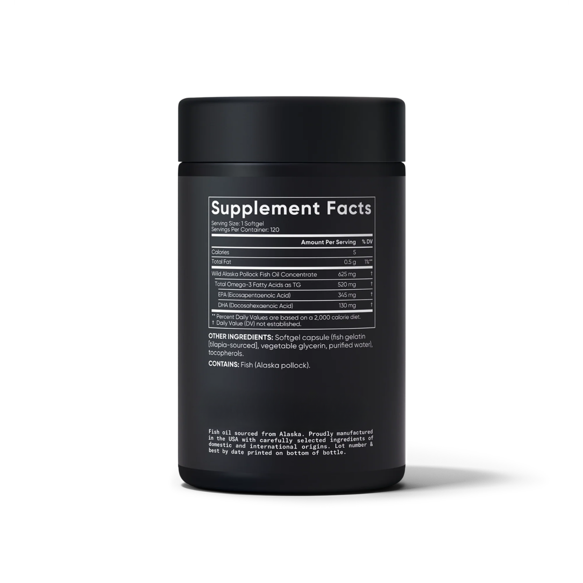 Sports Research 625mg Omega - 3 Wild Alaska Pollock Fish Oil EPA DHA Gluten Free Non GMO