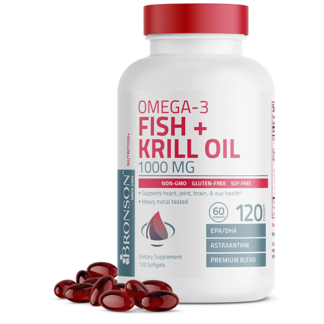 Bronson Omega 3 Fish + Krill Oil 1000MG
