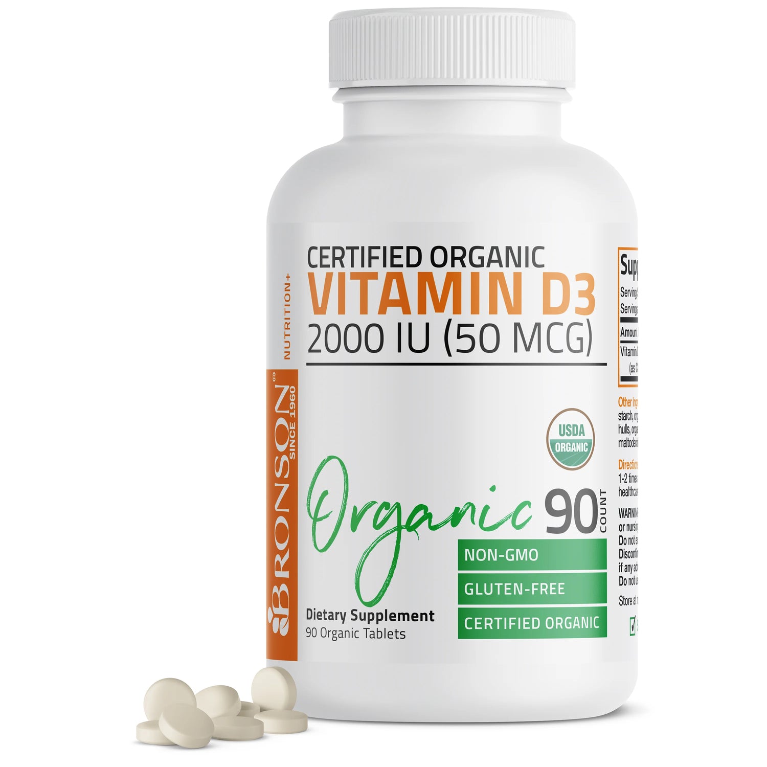 Bronson Organic Vitamin D3 2000IU 50mcg