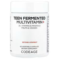 Codeage Teen Fermented Multivitamin+ Fruits & Veggies 25+ Vitamins & Minerals 60 Vegetable Capsules