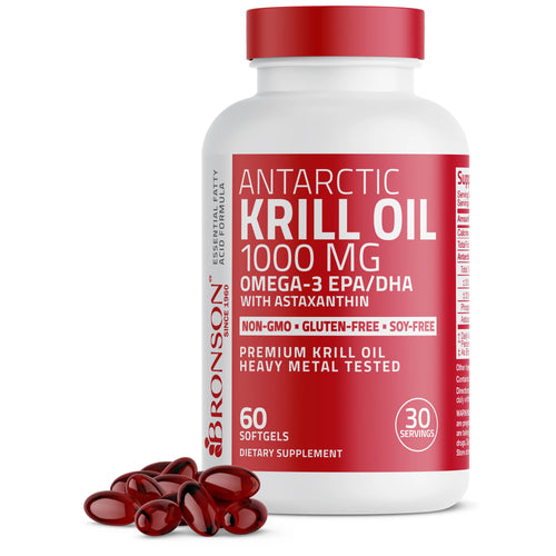 Bronson Antarctic Krill Oil 1000mg Omega 3 + Phospholipids Astaxanthin