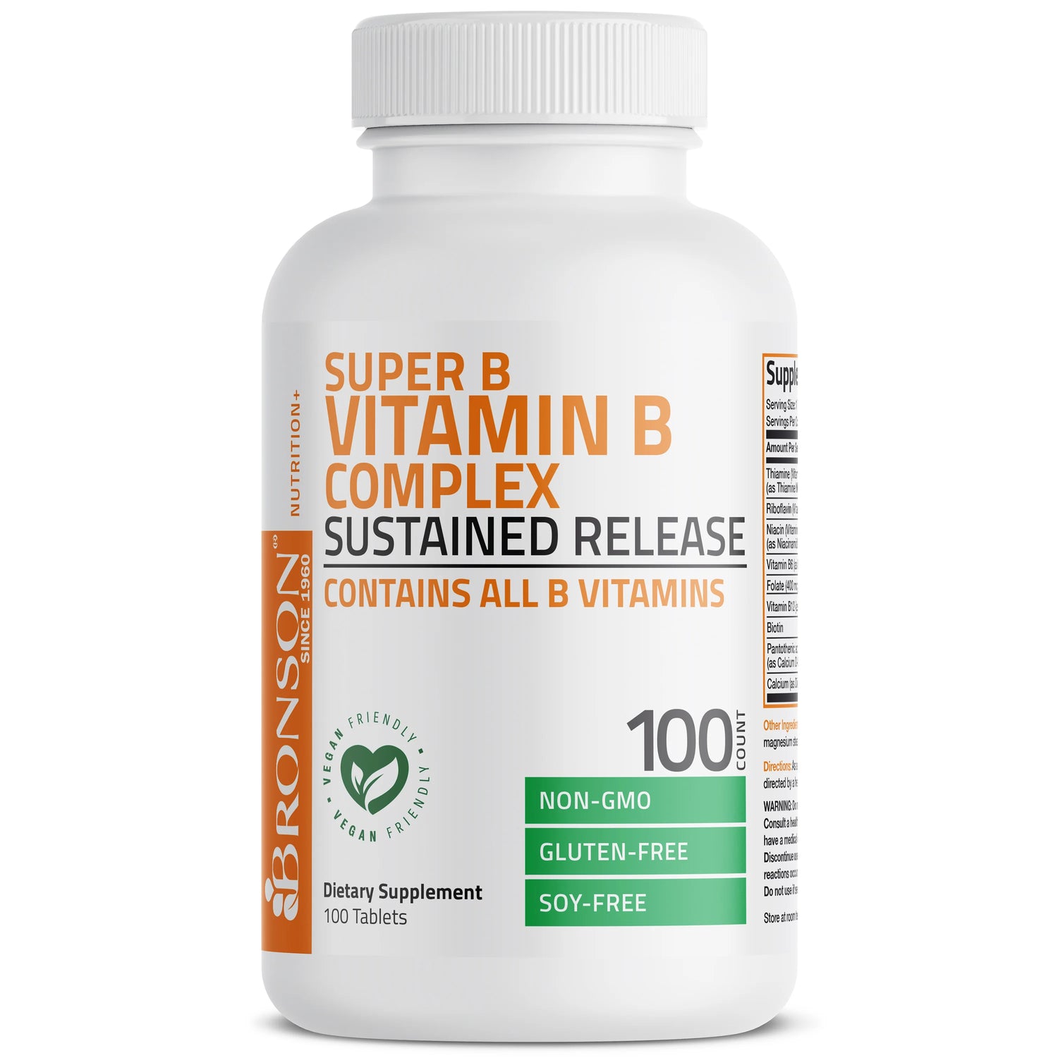 Bronson Vitamin B Complex ( B1 B2 B3 B5 B6 B7 B9 B12) + Calcium | SR