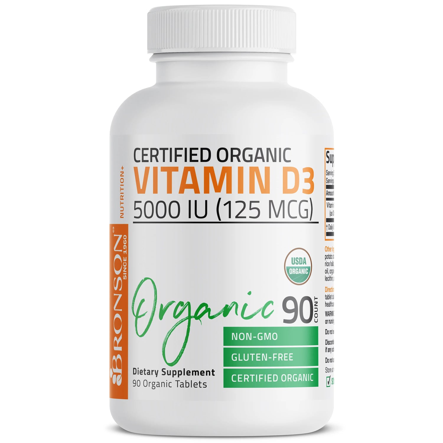 Bronson Organic Vitamin D3 5000 IU 125mcg