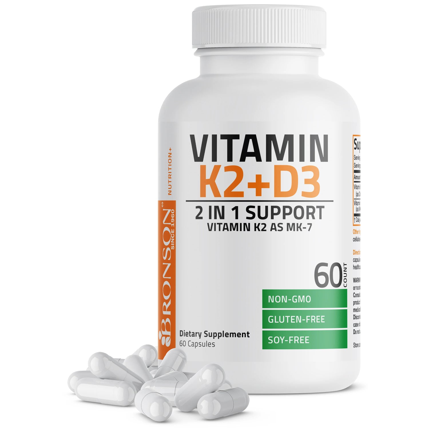 Bronson 5000IU Vitamin D3 + 90mcg Vitamin K2 MK7 NON-GMO