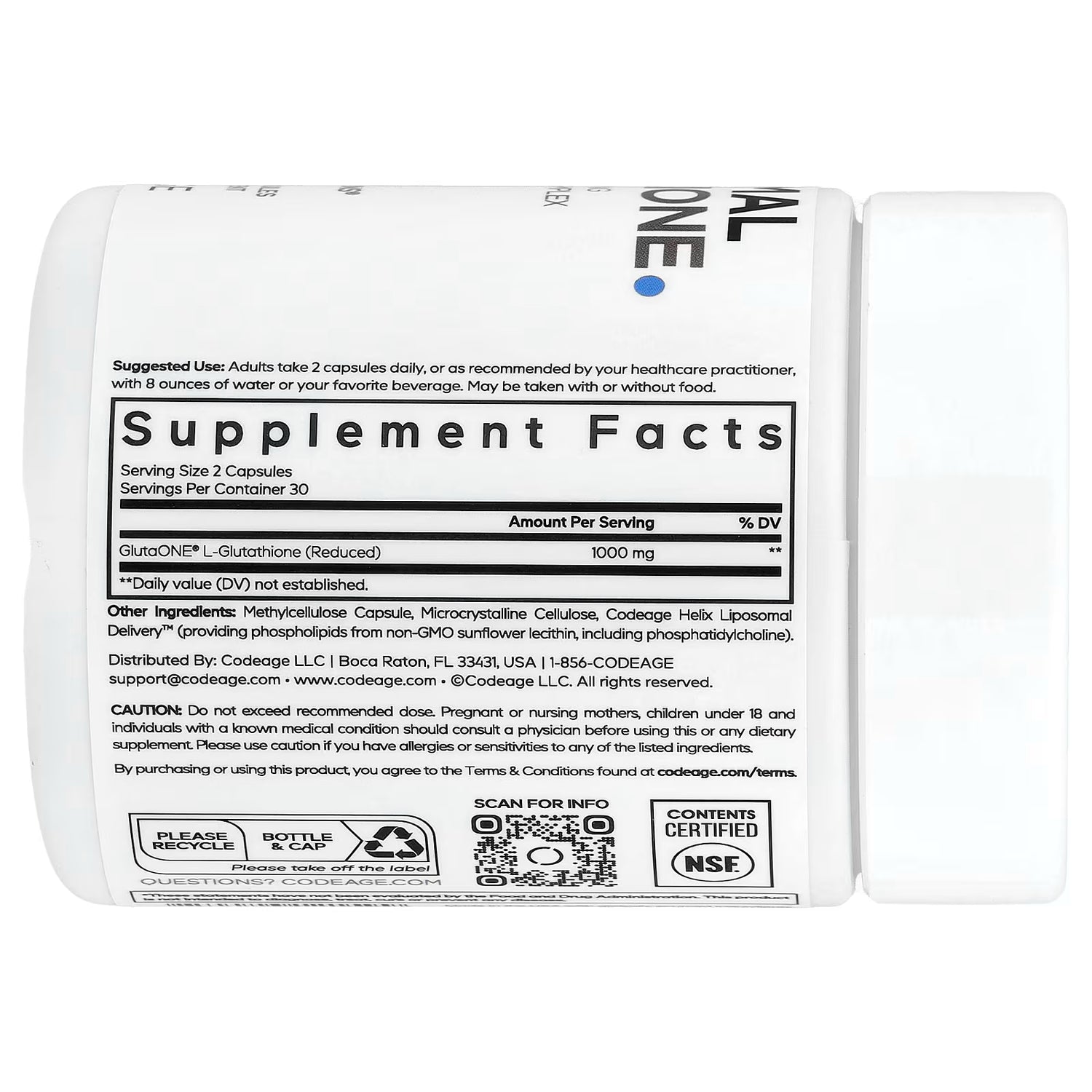 Codeage Liposomal Glutathione 1000mg + Phospholipid