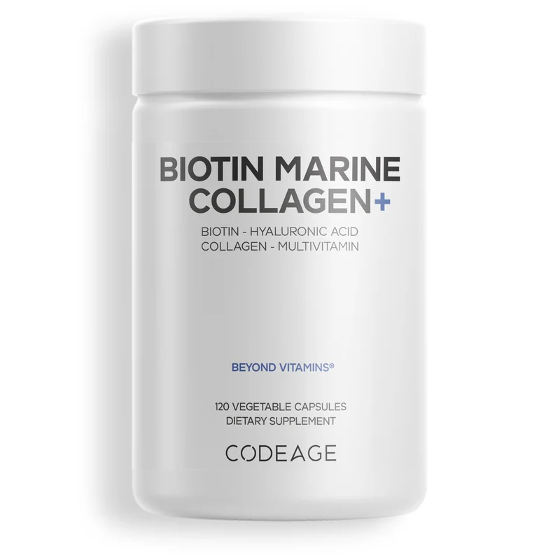 Codeage Biotin Marine Collagen 1000mg Type I & III Hyaluronic Acid