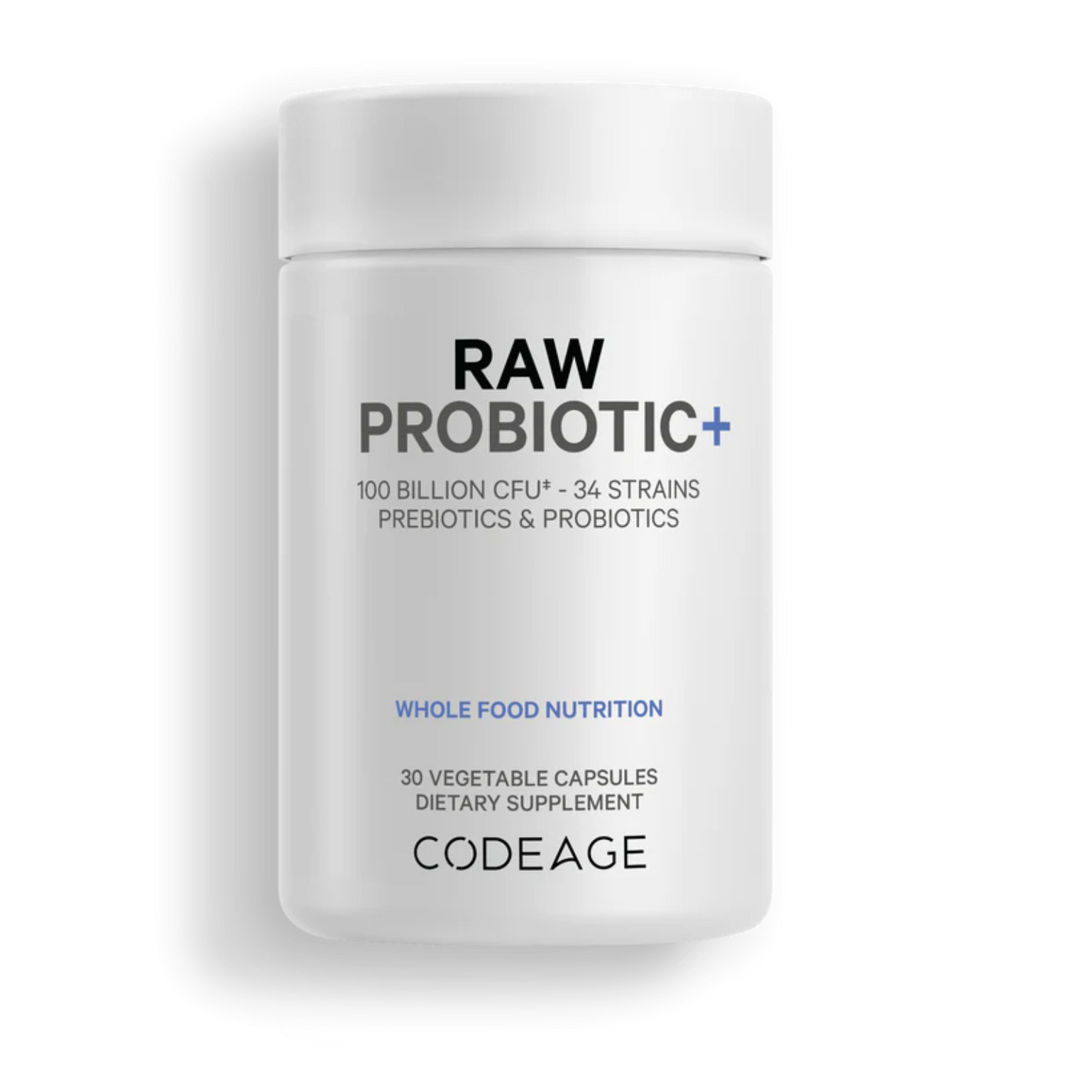 Codeage Raw Probiotic 100 Billion CFU | 34 Strains Prebiotic & Probiotic | Whole Food Nutrition | Digestive Enzyme Blend | Raw Fruit & Vegetable Prebiotic Blend