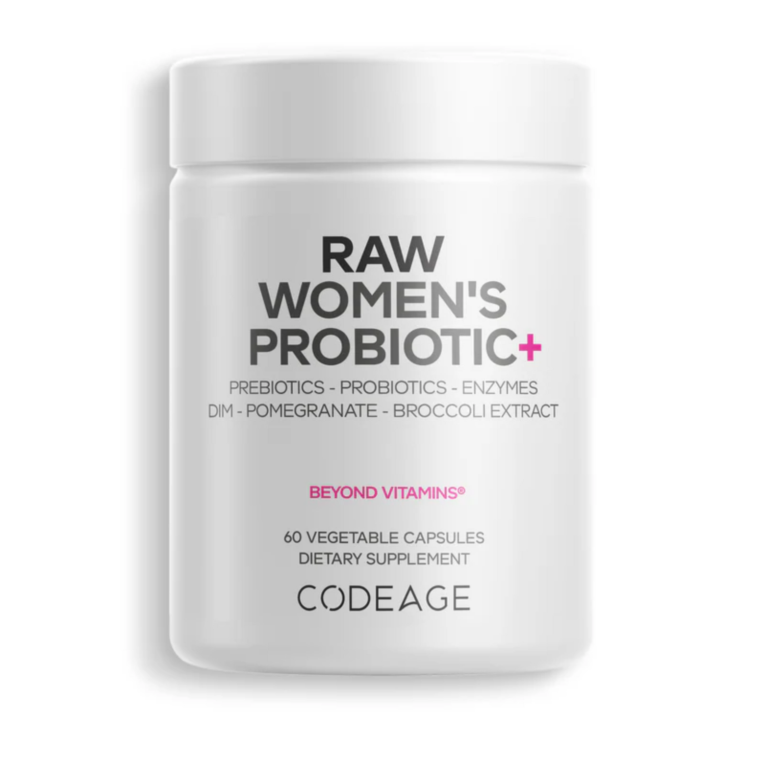 Codeage Raw Womens Probiotic 100 Billion CFU | DIM | Pomegranate | Broccoli | Whole Food | Digestive Enzyme Blend | Raw Fruit & Vegetable Prebiotic
