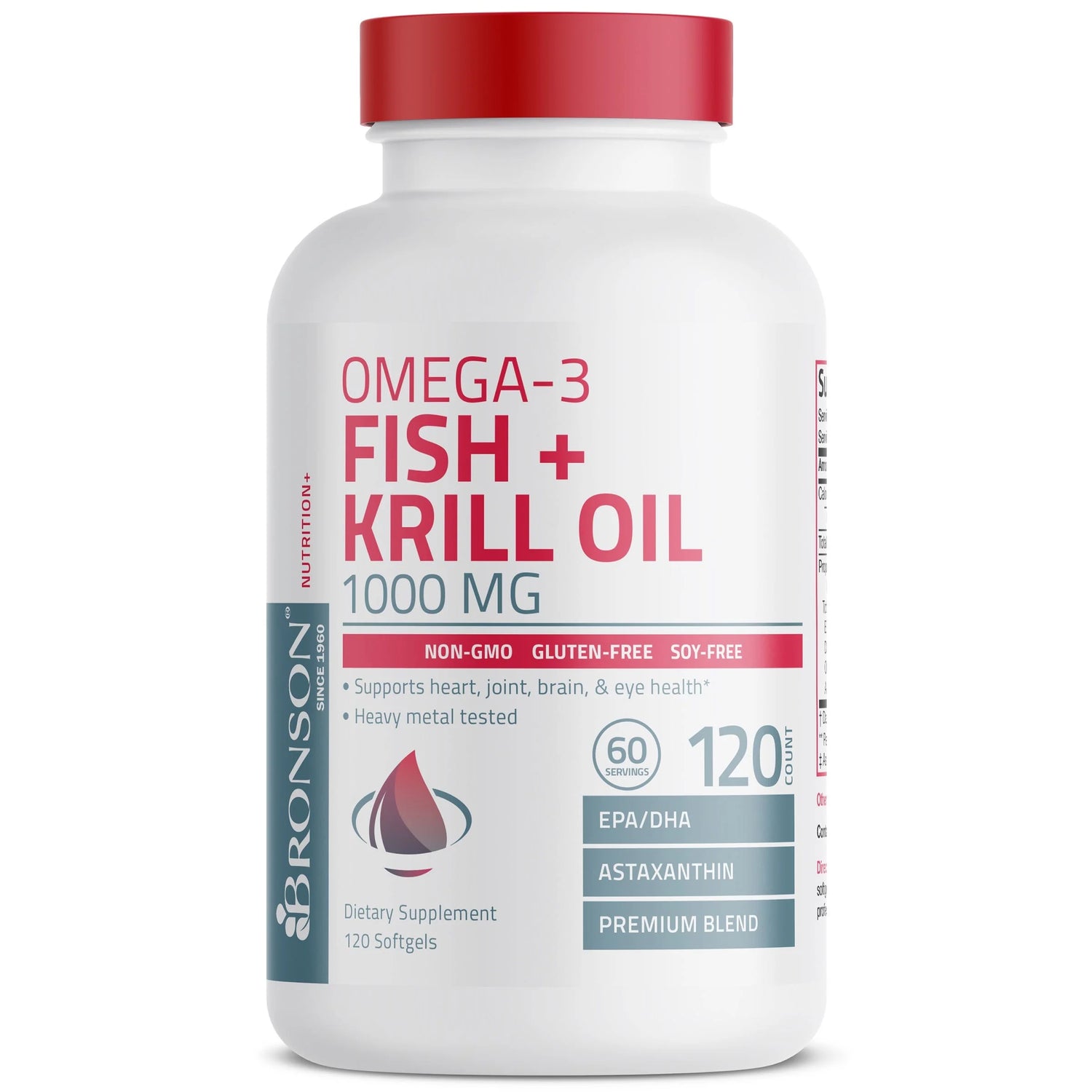 Bronson Omega 3 Fish + Krill Oil Blend 1000MG | Astaxanthin NON GMO