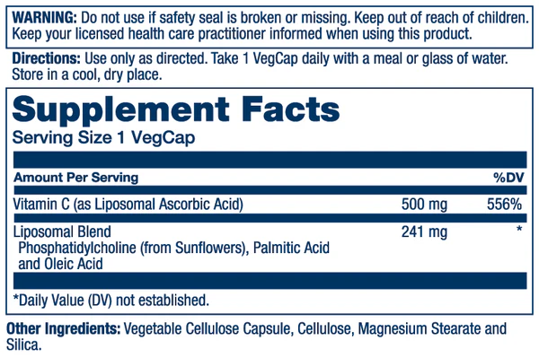 Solaray Liposomal Vitamin C 500mg VEGAN 100 VegCaps